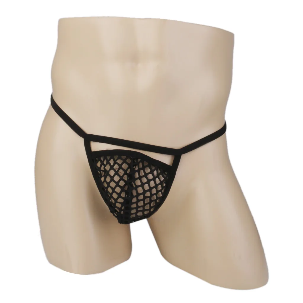 sexy man nightwear briefs Men G-string Fishnet Mesh Pouch T-back Thong Underwear Briefs Lingerie