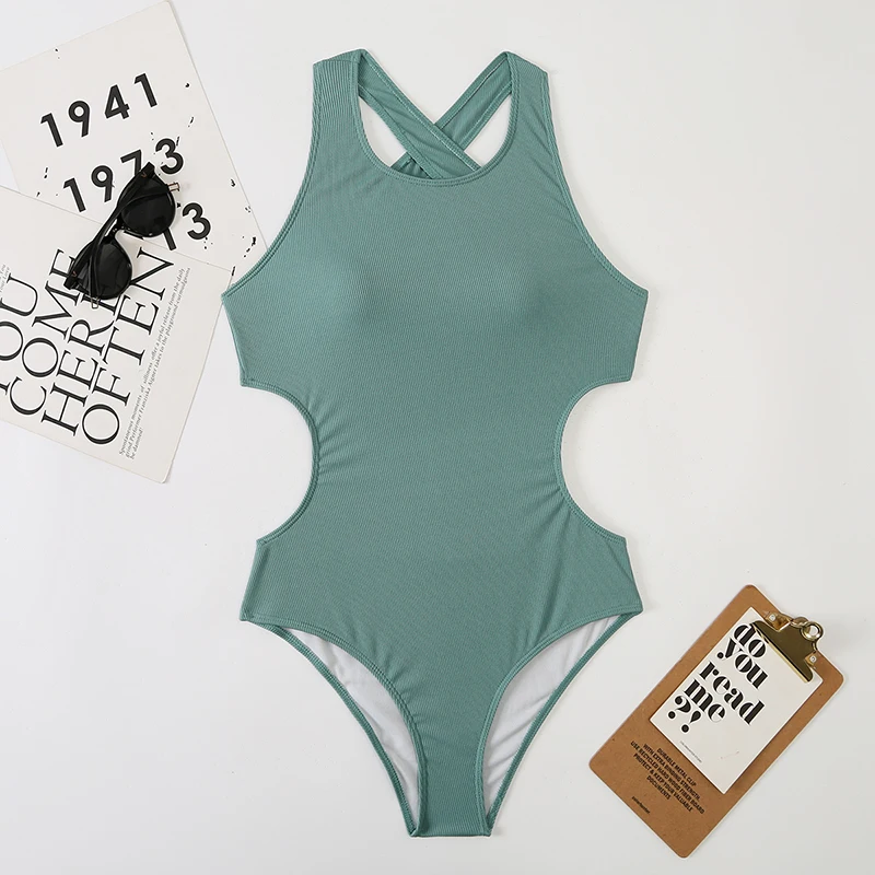 Sexy Plain Backless Swimwear Women's One Piece Swimsuit Female Push Up Bathing Suit Woman Swimming for Beach Wear Monokini women sport swimsuits