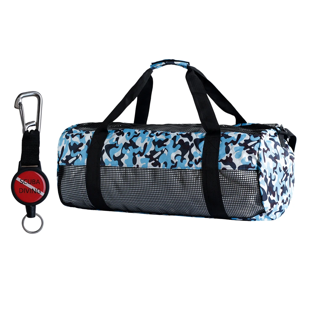 Durable Dive Mesh Duffel Bag Snorkeling Retractor Lanyard Holder Hook Carabiner Diving Bags for Water Sports