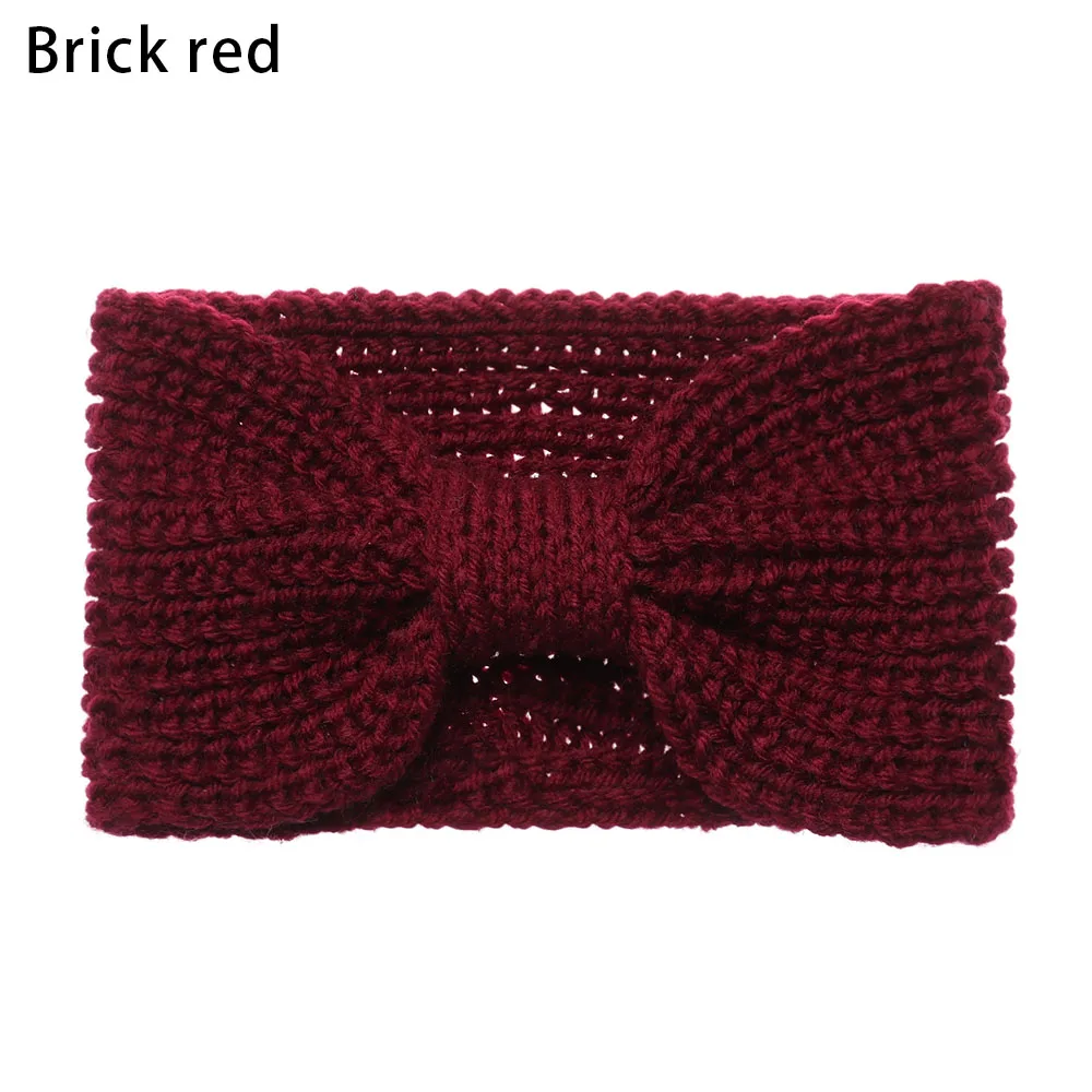 Type 06-Brick Red 1 шт., женские плюшевые повязки на голову из искусственного бархата, теплые вязаные повязки на голову с перекрестными узорами, женские вязаные повязки на голову, аксессуары для осени и зимы - Цвет: Type 06-Brick Red