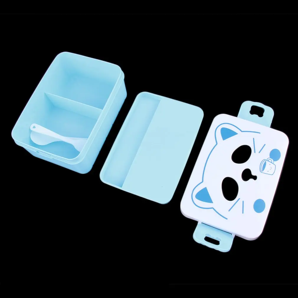 

Food Grade Cute Cartoon Cat Face Plastic Salad Kids Students Lunch Box With Fork And Spoon Shoolc Picnic Container