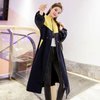 

new arrival high quality women fashion patchwork loose a-line trench coat professional temperament outdoor warm cute long trench