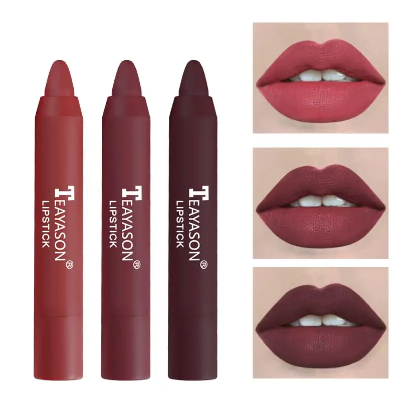 

TEAYASON 3PCS Makeup Lipstick Matte Velvet Air Lipstick Pen Waterproof Long Lasting Sexy Red Lips Gloss Beauty Comestic TSLM2