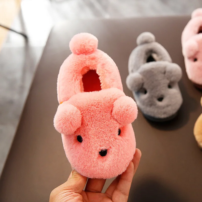 A Watermelon Red Winter Slippers Kids New Warm Indoor Infant Shoes Baby Boys Girls Toddler Slippers Cartoon Cute Children Home Slippers - Цвет: A Watermelon Red