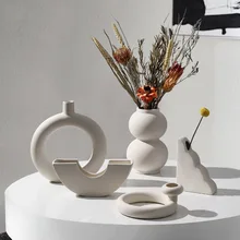 

ins Nordic Minimalist Primitive Ceramic Vase Ornaments Dried Flower Flower Arrangement Living Room Model Meal Desktop Decoration