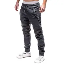 

Men Drawstring Zipper Pockets Ankle Tied Sweatpants Patchwork Autumn Casual Sweatpants Sports Trousers Skinny Pants