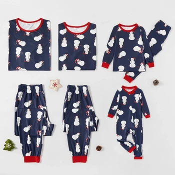 

PatPat New Autumn and Winter Snowman Pattern Family Matching Pajamas Sets Family Look Sets