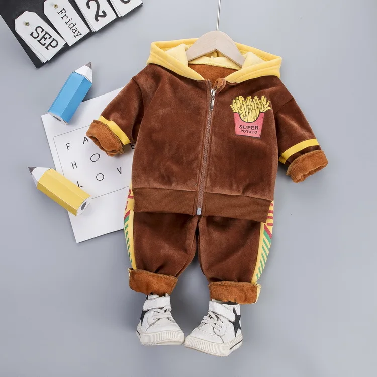 

BOY'S Suit 2018 New Style Spring And Autumn Small CHILDREN'S Gold Velvet Casual Sweatshirt Double-sided Plush Baby Sports Two-Pi