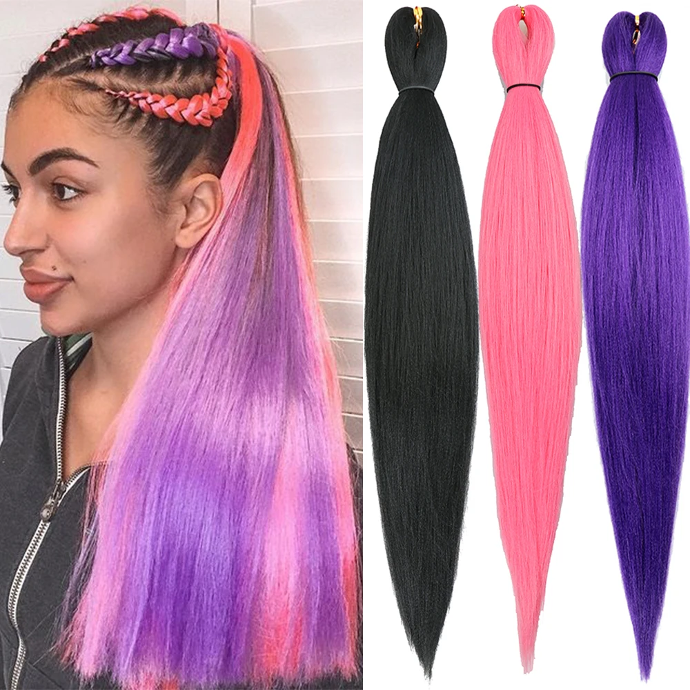 Braid Hair Blonde Pink Purple  Ombre Purple Jumbo Braid Hair -  24”synthetic Braiding - Aliexpress