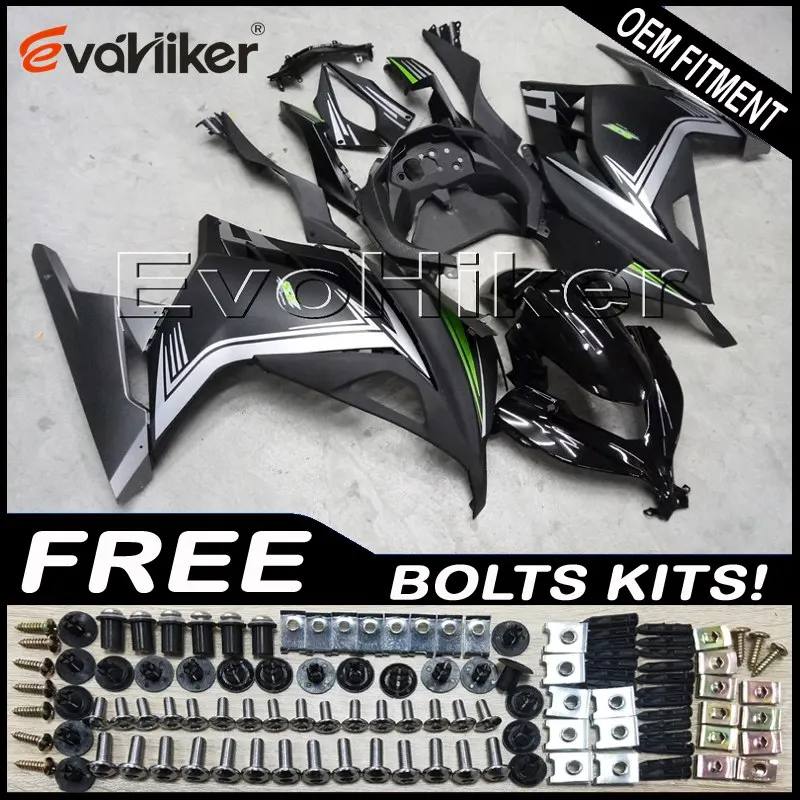 Заказной обтекатель мотоцикла кузов комплект для ZX300R EX300 2013- ABS мотор панели литья формы черный+ подарки
