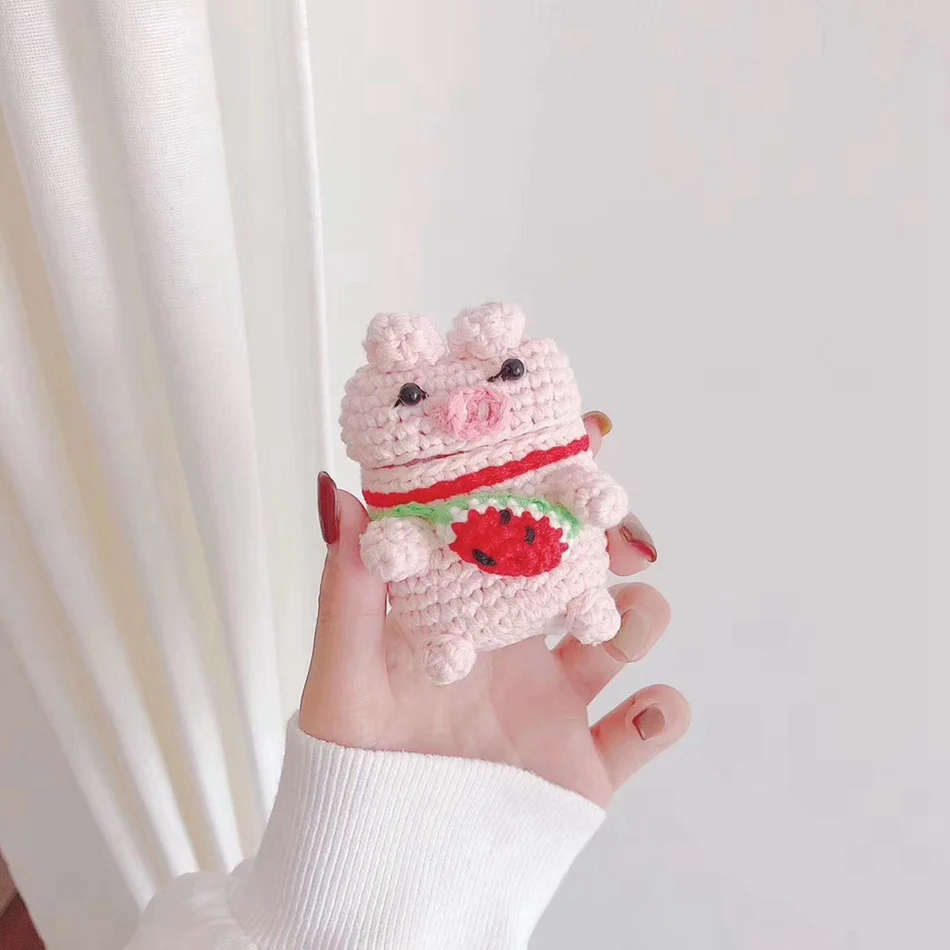 887U 3D милый чехол для наушников для Airpods, чехол, мультяшный вязаный плюшевый чехол для Apple Airpods 2, чехол, медведь, плюшевая собака, кролик, Earpods, чехол - Цвет: 887U
