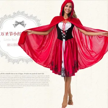 

Little Red Riding Hood Costume for Women Fancy Adult Halloween Akazukin Dress+Cloak Cosplay Fantasia Carnival Fairy Girl