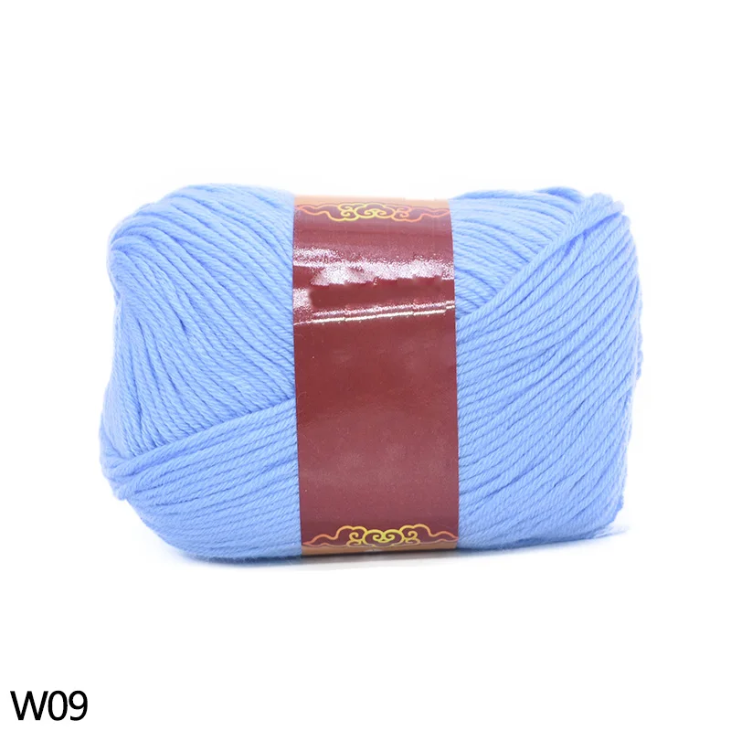 W09 100 м, мягкая молочная хлопковая пряжа, домашняя поставка, ручная работа, натуральное волокно, хлопковая пряжа, вязаный детский свитер, шапка, ручная вязка, вязаная крючком пряжа - Цвет: W09
