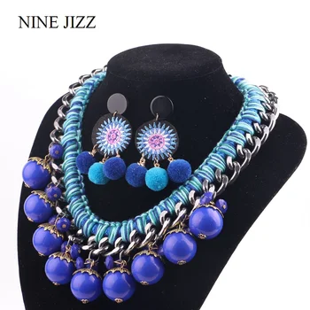 

NINE JIZZ Bohemian Tassel Necklaces Woven Crystal Pom Necklace Pendants for Women Vintage Retro Tribal Jewelry Accessories Gifts