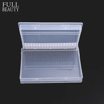 

20 Slots Clear Plastic Nail Drill Bit Storage Box Container for Manicure Cutters Empty Display Holder Nail Art Accessories CHA35