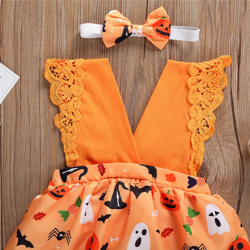 2020 Brand 0-18M Infant Baby Girl Romper Cute Christmas Santa Claus Halloween Spider Print Jumpsuit Lace Costume Baby Clothes