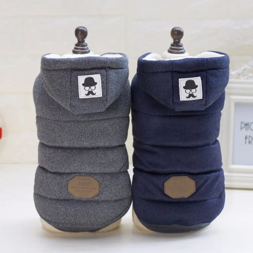 

Pet Dog Winter Hooded Coat Two Feet Cotton-padded Clothes With Mustache Pattern for Pet Keeping Warmth Pet Health Care