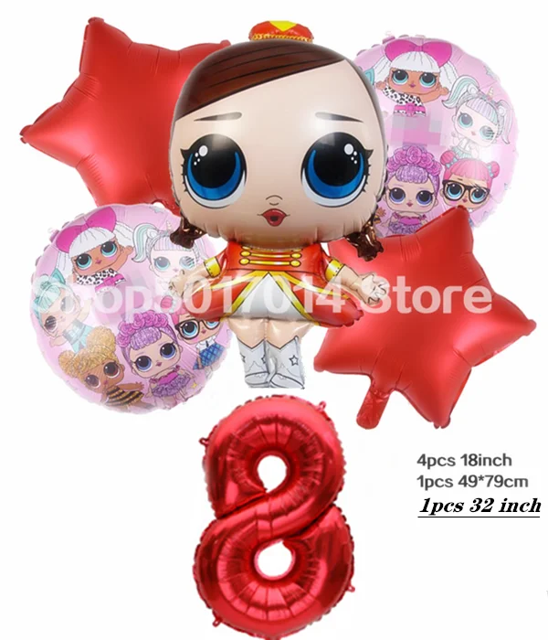 6 шт горячий стиль сюрприз кукла алюминиевый шар бар День рождения украшения Свадебные украшения воздушные шары - Цвет: 6PCS