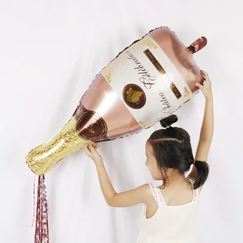 

1pc Rose Gold Champagne Bottle Wine Mylar Balloons Party Decorations Kit Valentine's Day Bridal Shower Wedding Bachelorette toys