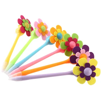 

6pcs Gel Pens Creative 0.7mm Cute Sunflower Windmill Shape Signature Pen Gel Pen Stationery Gel Ink Pen for Home School