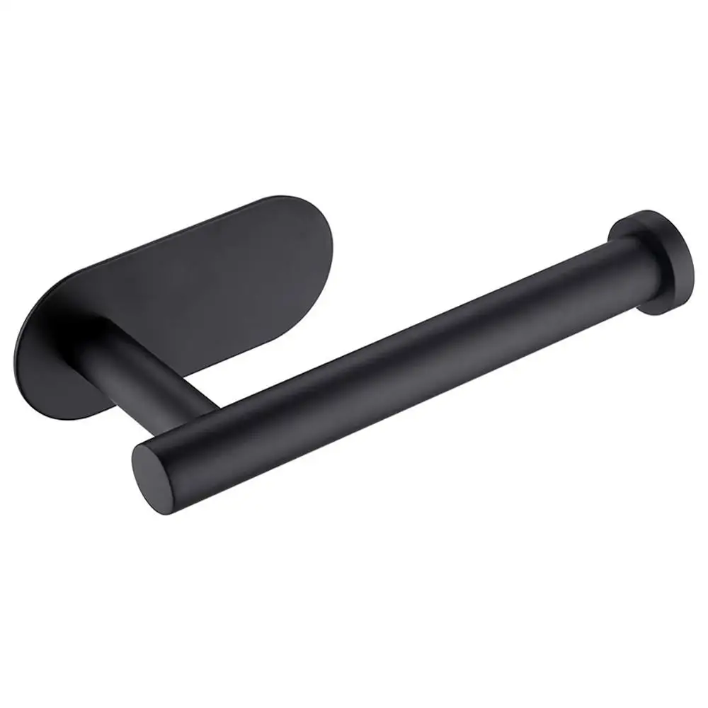 

Toilet Paper Holder 304 Stainless Steel Adhensive Tissue Paper Roll Holder for Bathroom Punch-Free Black U.S. Stock