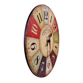 

New 12 Inch Retro Wooden Wall Clock Farmhouse Decor, Silent Non Ticking Wall Clocks Large Decorative - Big Wood Atomic Analog Ba