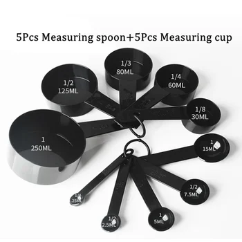 

5/10pcs Kitchen Measuring Spoons Black Plastic Teaspoon Scoop Measuring Spoons Cups Cooking Tools Scale Kitchen Measuring Tool