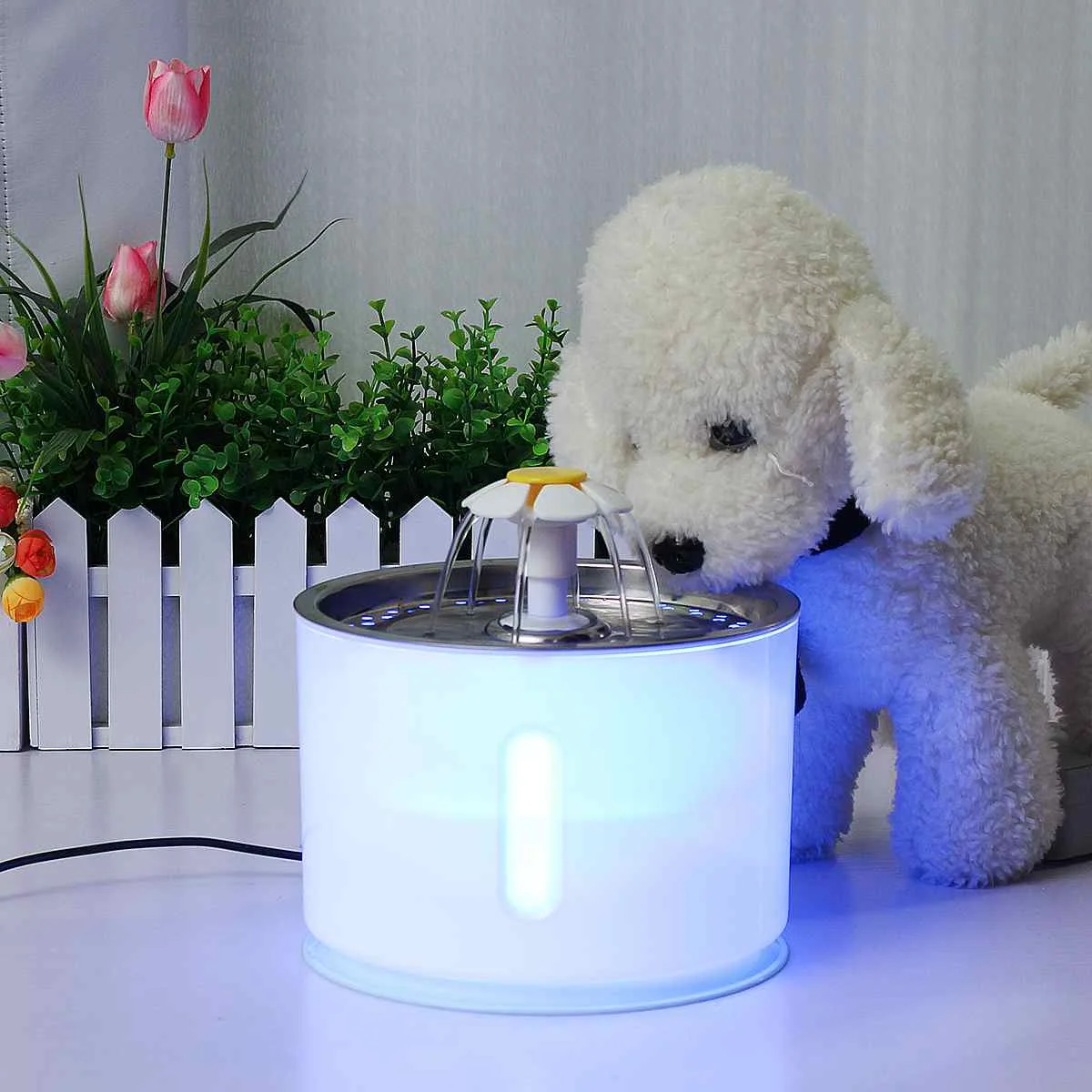 2.4L Pet Automatic Water Dispenser LED Visual Cat Dog Intelligent Infrared Induction Automatic Water Cut-off And Power Cut-off