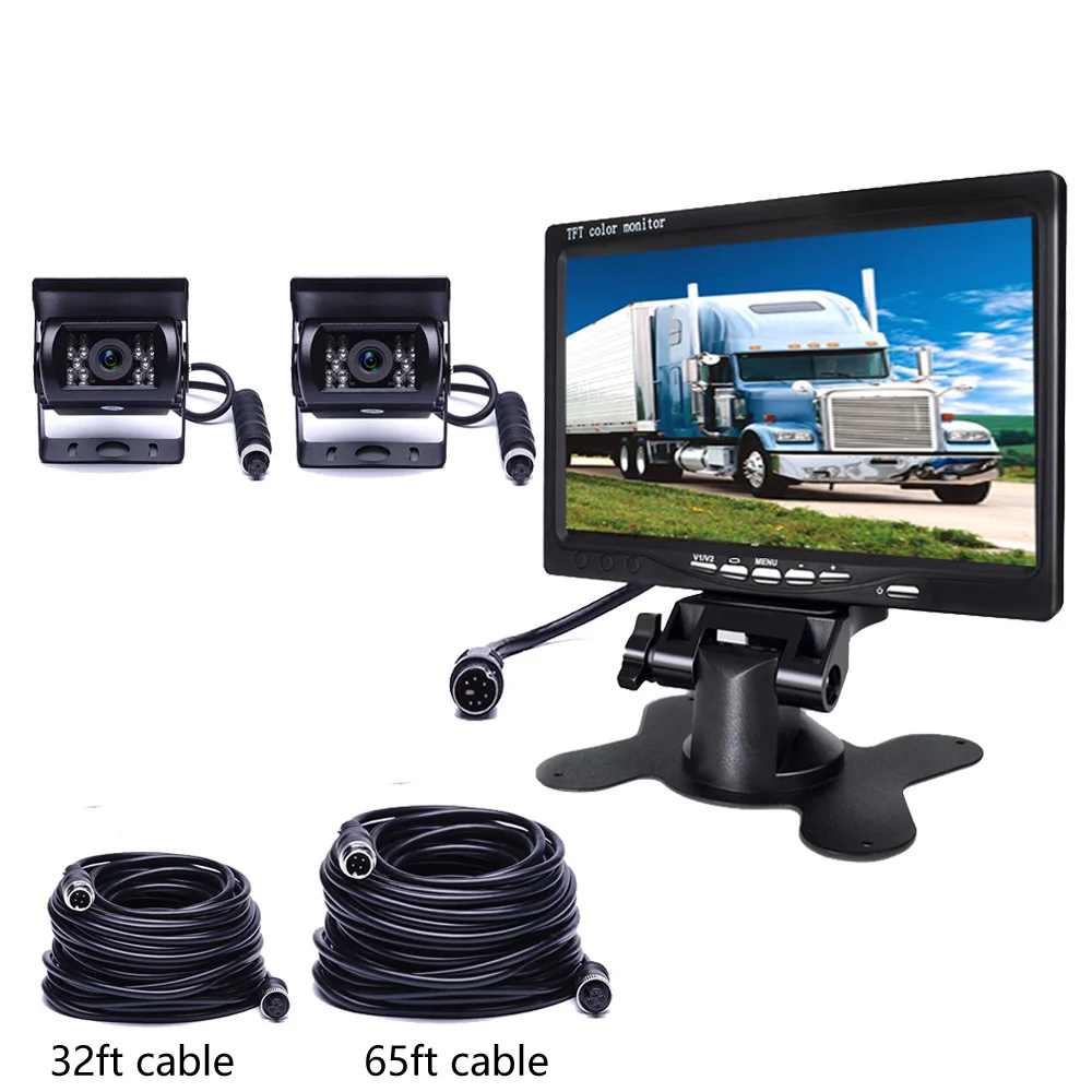 7"TFT LCD Car Monitor DC 12V-24V for Truck Caravan Trailers Bus 4 Pin IR Night Vision Rear View Camera Car Rear View Monitor