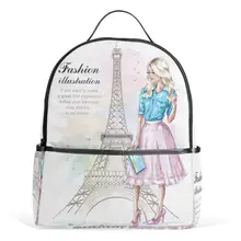ALAZA Эйфелева башня студенческий Рюкзак Девушка красочный черный рюкзак школьный для женщин дети ноутбук сумка в подарок на день рождения регулируемый ремень
