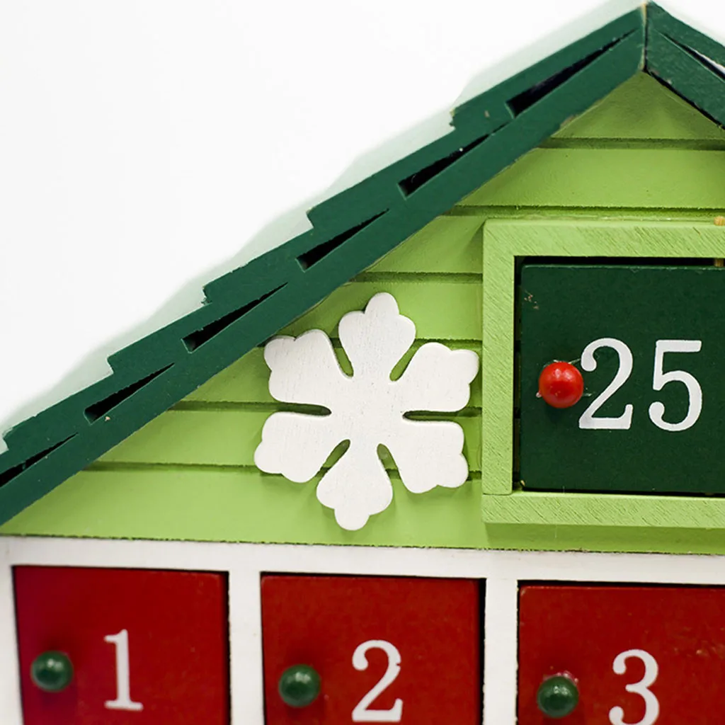 Рождество Diy деревянный Адвент календарь коробка с ящиками в форме дома Рождество обратный отсчет календарь подарки игрушки для детей# es