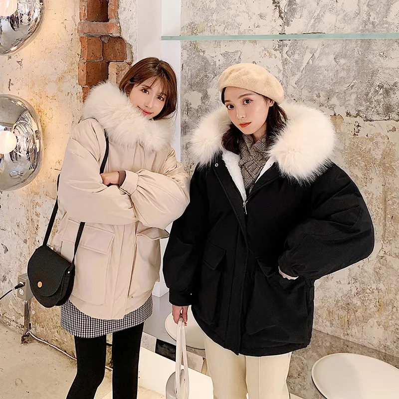 

2019 Network hong yu rong Cotton Coat Women Coat Winter down Coat BF Students Cotton Coat Loose-Fit Hong Kong Style Coat