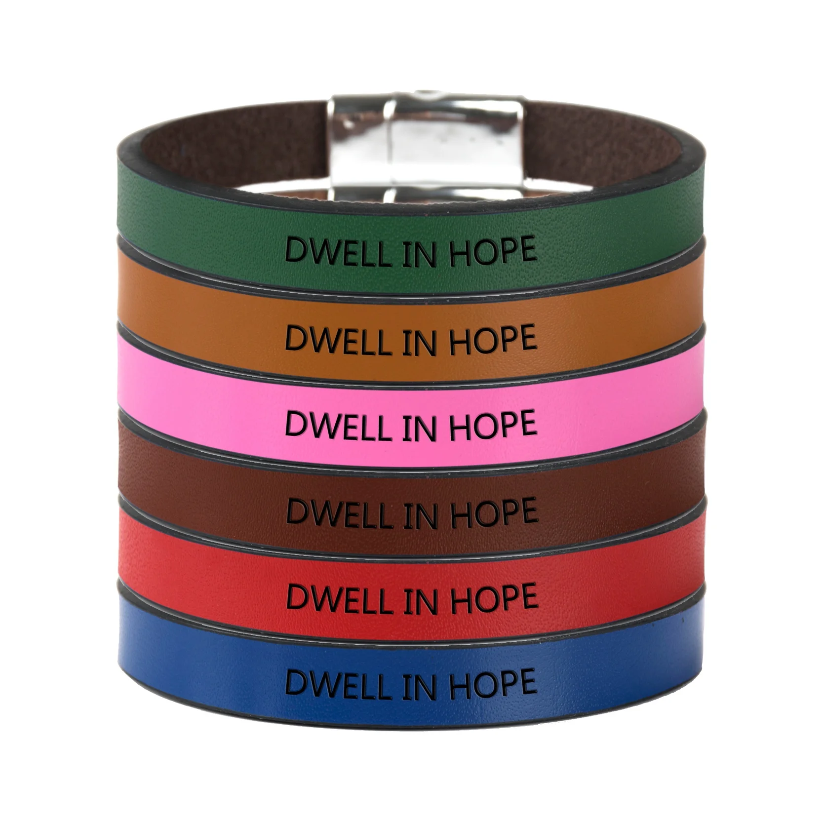 DWELL IN HOPE надпись Выгравированная вдохновляющая позитивная надпись очаровательный браслет кожанный браслет персональный подарок для мужчин и женщин