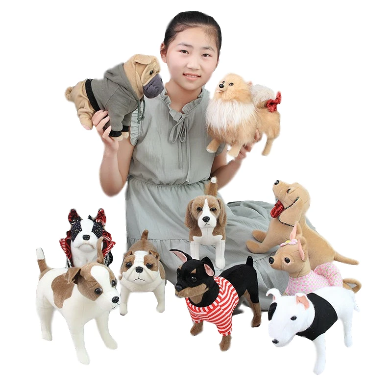 

simulation teddy dog Poodle Chihuahua pomeranian Labradors Shar pei real life plush toys, suffed doll children's Xmas Gifts