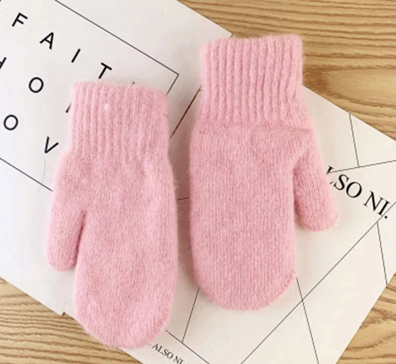 Light Pink Простые Модные женские короткие варежки с кроличьим мехом двойные теплые перчатки зимний ветрозащитный Теплый Открытый лыжные перчатки D98 - Цвет: Light Pink