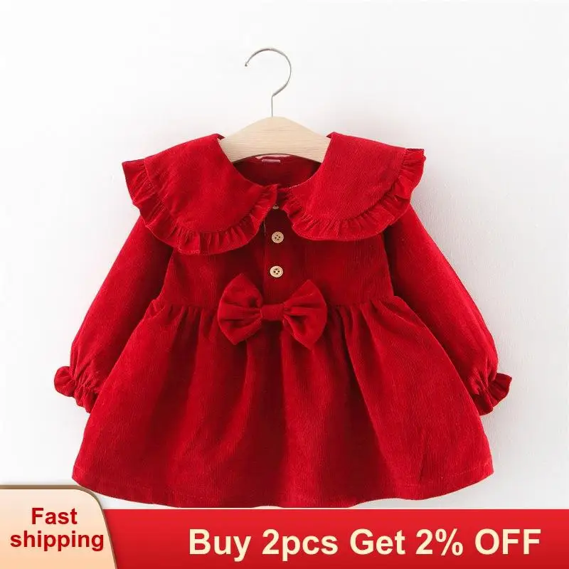 Платья принцессы для маленьких девочек осеннее красное платье весеннее