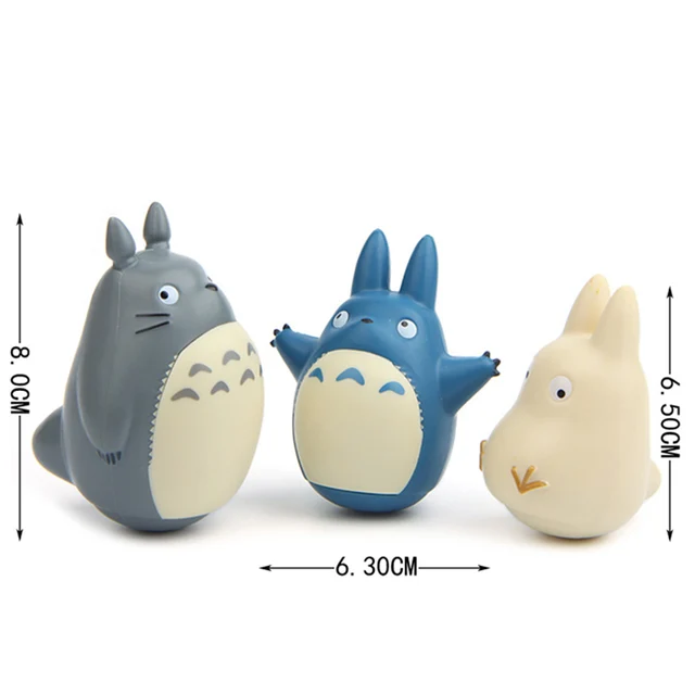 3PCS/Lot 8CM Anime Totoros Roly-poly Large Model Studio Ghibli Miyazaki Hayao Figurines Collection Dolls Sets Toys for Children 2