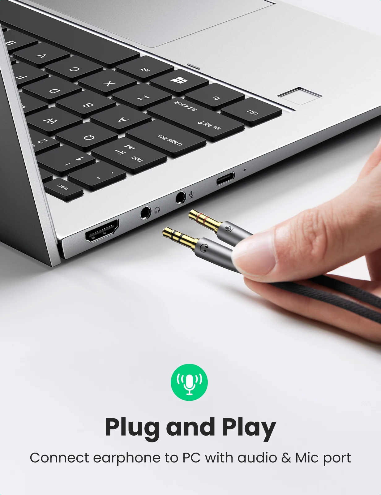 ǻͿ   UGREEN  й 3.5mm  2  3.5mm  ũ  Y й AUX ̺  PC 