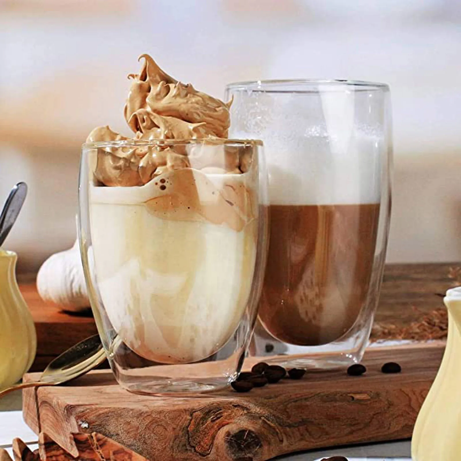 2PC Heat Resistant Double Wall Glass Cup 250/350/450 Ml Beer Coffee Water Cups Transparent Wholesale Drink Set | Дом и сад