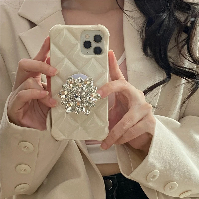 Bling Glitter 3D Crystal Diamond Ring Holder Stand Soft Phone Case For