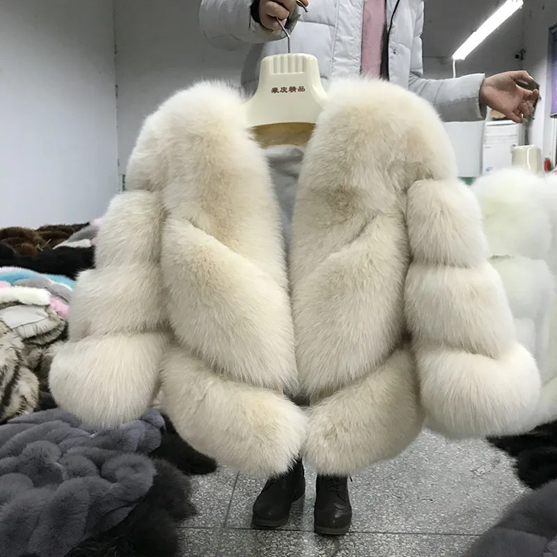 Tatyana furclub, натуральный мех, короткая куртка, пальто, однотонная, зимняя, повседневная, натуральный Лисий мех, теплые пальто для женщин, одежда с воротником, высокое