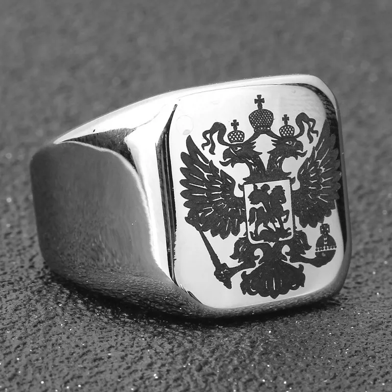 Skute, русская национальная эмблема, печатка, кольцо для мужчин, двуглавый орел, титановая сталь, кольцо на палец, властное, браческое кольцо, подарок