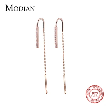 

Modian Original Design Geometric Earring Long Tassel Drop Earrings for Women 925 Sterling Silver Wedding Engagement Jewelry