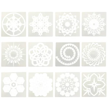 

12pcs Mandala Stencils Painting Template Hollow Out Stencils for Art Craft Decorations Painting Tool Stencil Set (White)