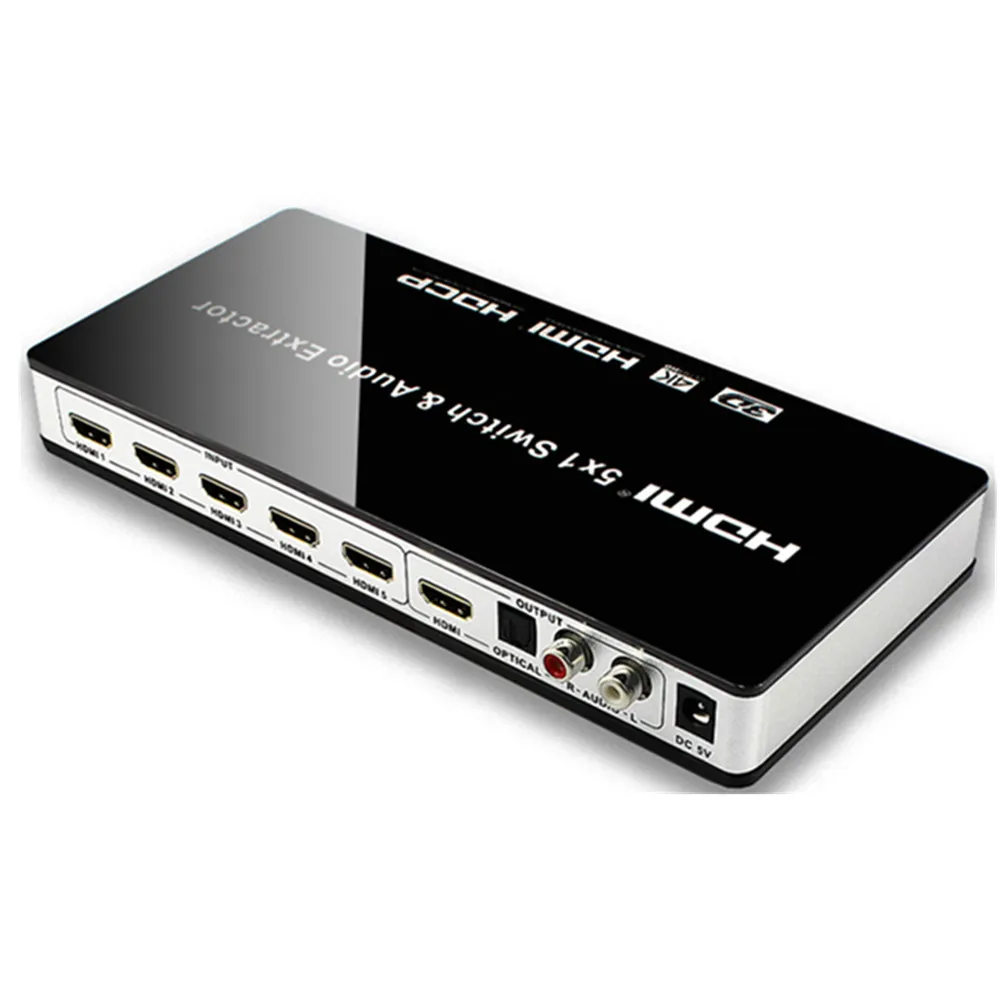 HDMI переключатель 5x1 5 портов видео Hdmi адаптер 4K 3D Аудио экстрактор Toslink стерео RCA