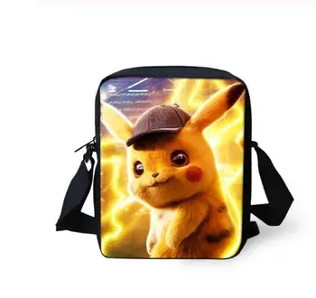 

Women's Messenger Bags Detective Pokemon Pattern Crossbody Bags Cartoon Pikachu Pattern Mini Flaps Kids Purse Coin Bags
