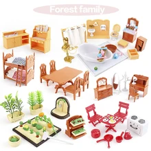 1:12 набор подходит для семьи леса персонаж игрушки Кукольный дом мини Спальня Набор мини мебель для гостиной игрушки подарок