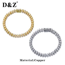 D&Z 6 мм медный с блестящими фианитами звено цепи браслет для хипстера уличного рэпера аксессуары в стиле хип-хоп