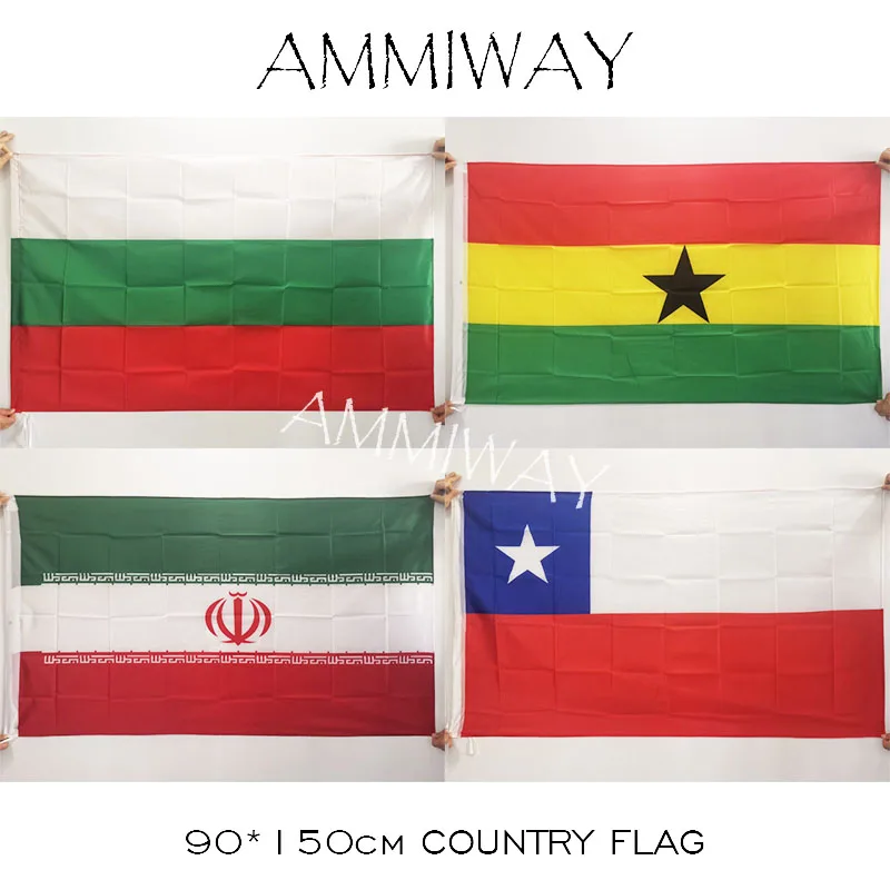 AMMIWAY 90*150 см 3x5 футов Болгария Гана Иран Чили мировая страна Национальный полиэфирный флаг Висячие и летающие
