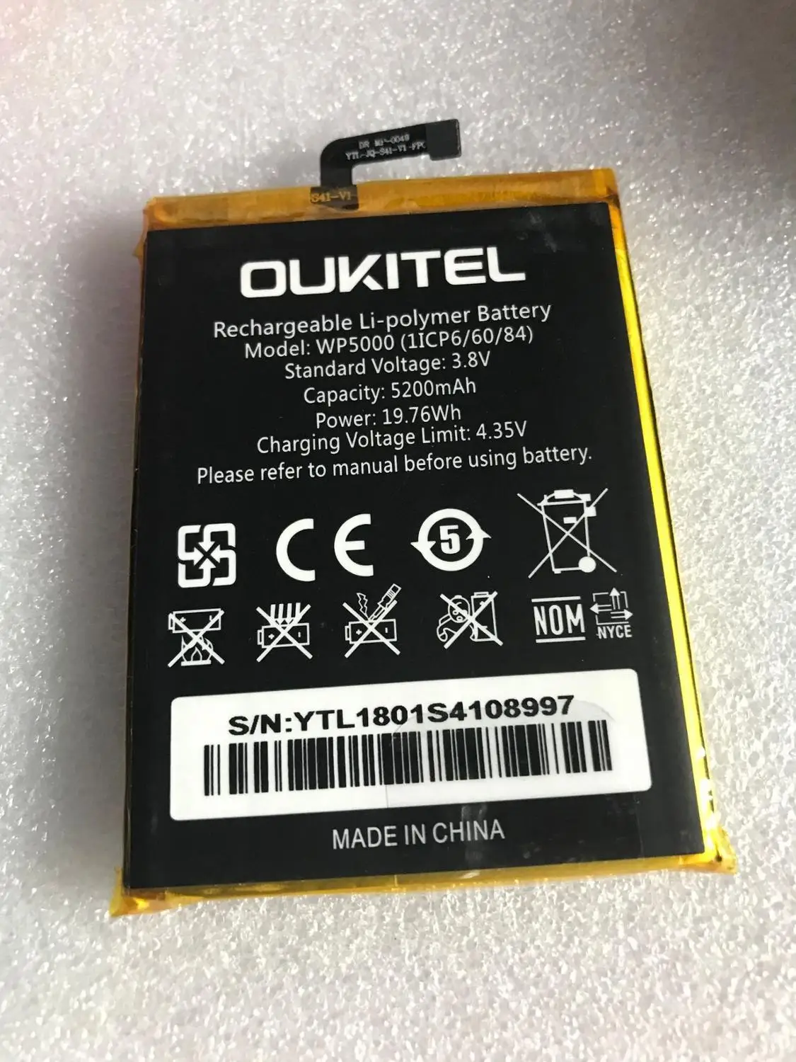 Оригинальный аккумулятор Oukitel 3 8 V 5200mAh 19.76Wh WP5000 | Мобильные телефоны и аксессуары